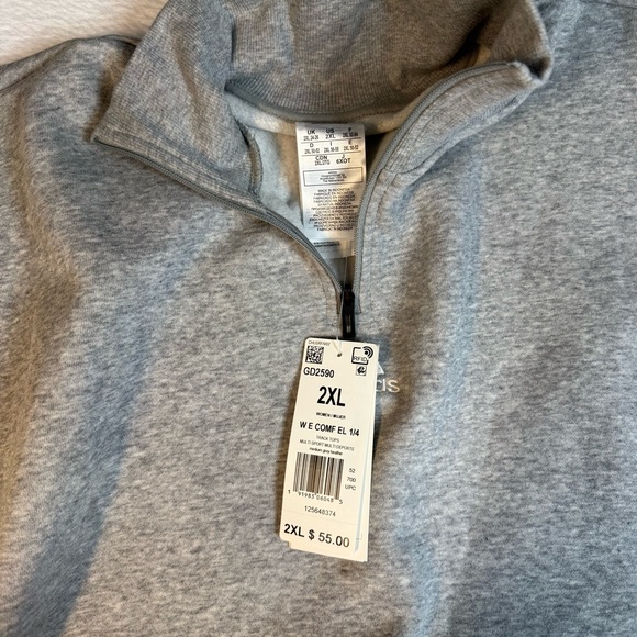 adidas Sweater Women’s 2XL Gray Essentials Comfort Elongated 1/4 Zip GD2590 - Picture 6 of 10